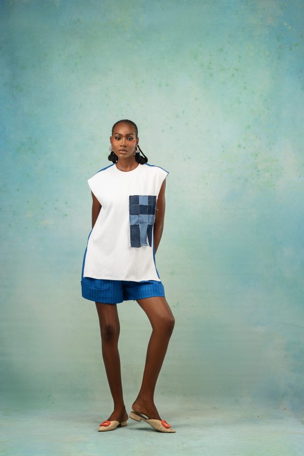 ファレル×NIGO*インターシャパッチワークコットンニットTシャツ グラデーション千鳥柄 ジャガード ニット プルオーバー